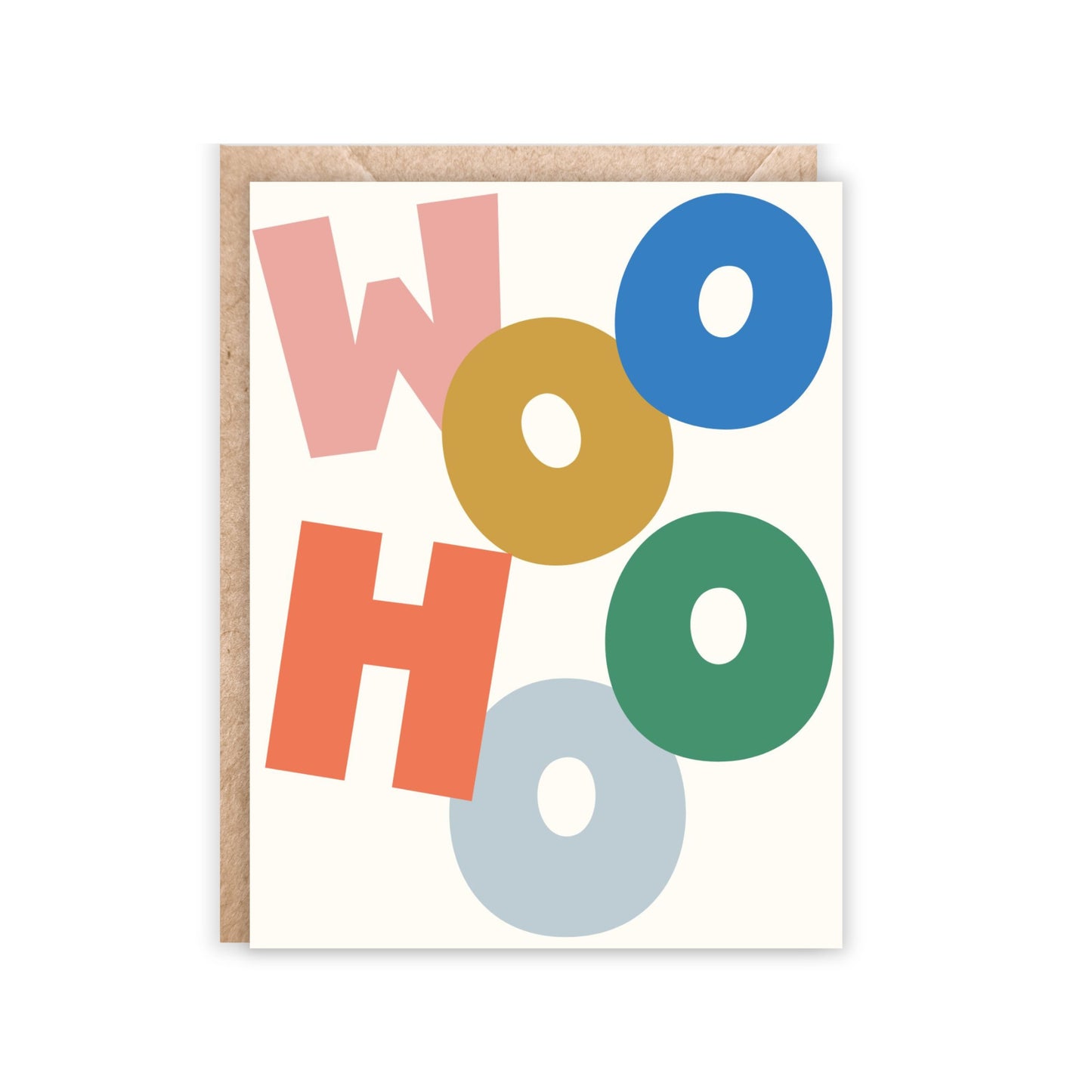 card with woohoo in big bold colorful letters