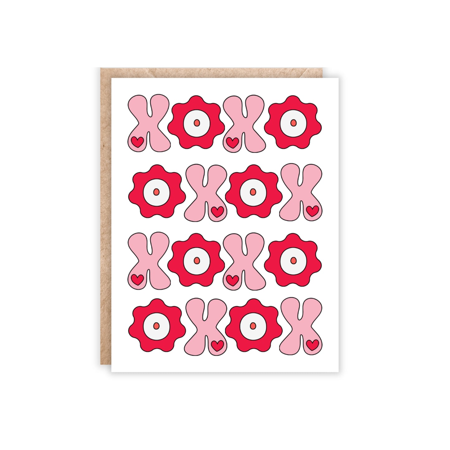 XOXO repeated 4 times to fill up the card
