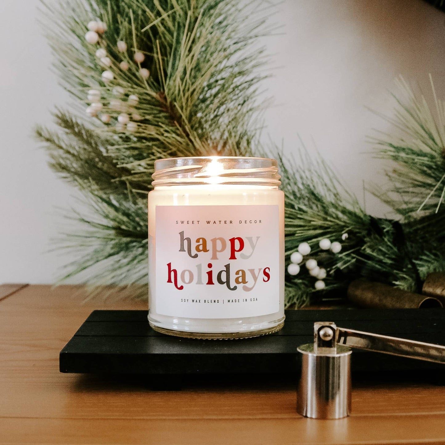 Happy Holidays 9 ozSoy Candle - Christmas Home Decor & Gifts