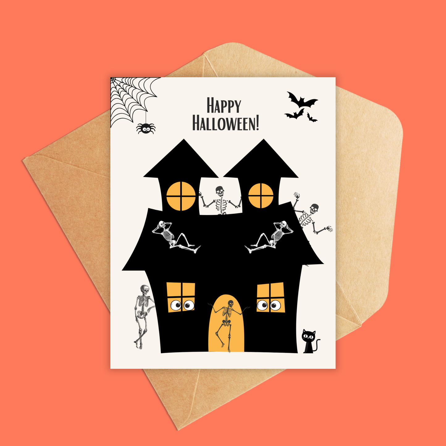 Haunted House Skeleton Greeting Card