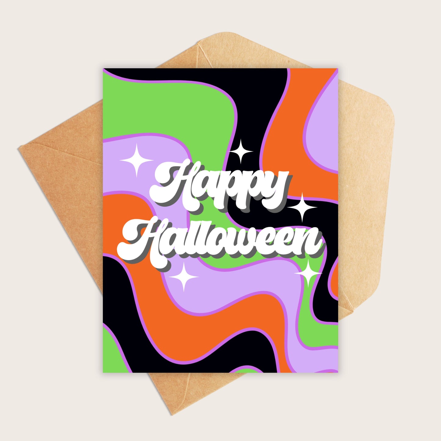 Happy Halloween Purple, Green and Orange Card