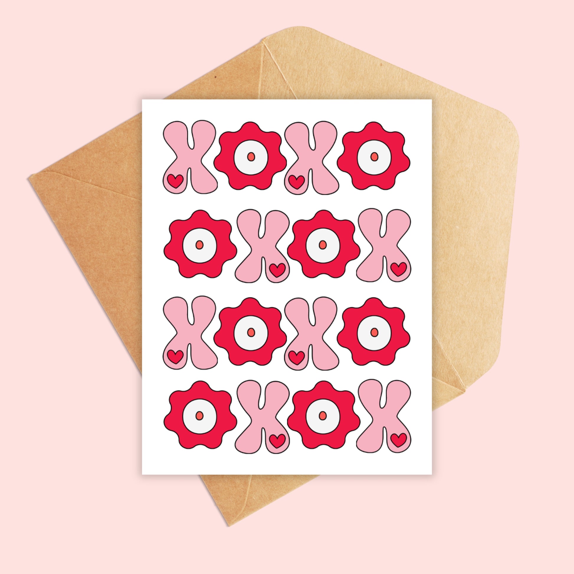 Pink and red xoxo valentine's day card