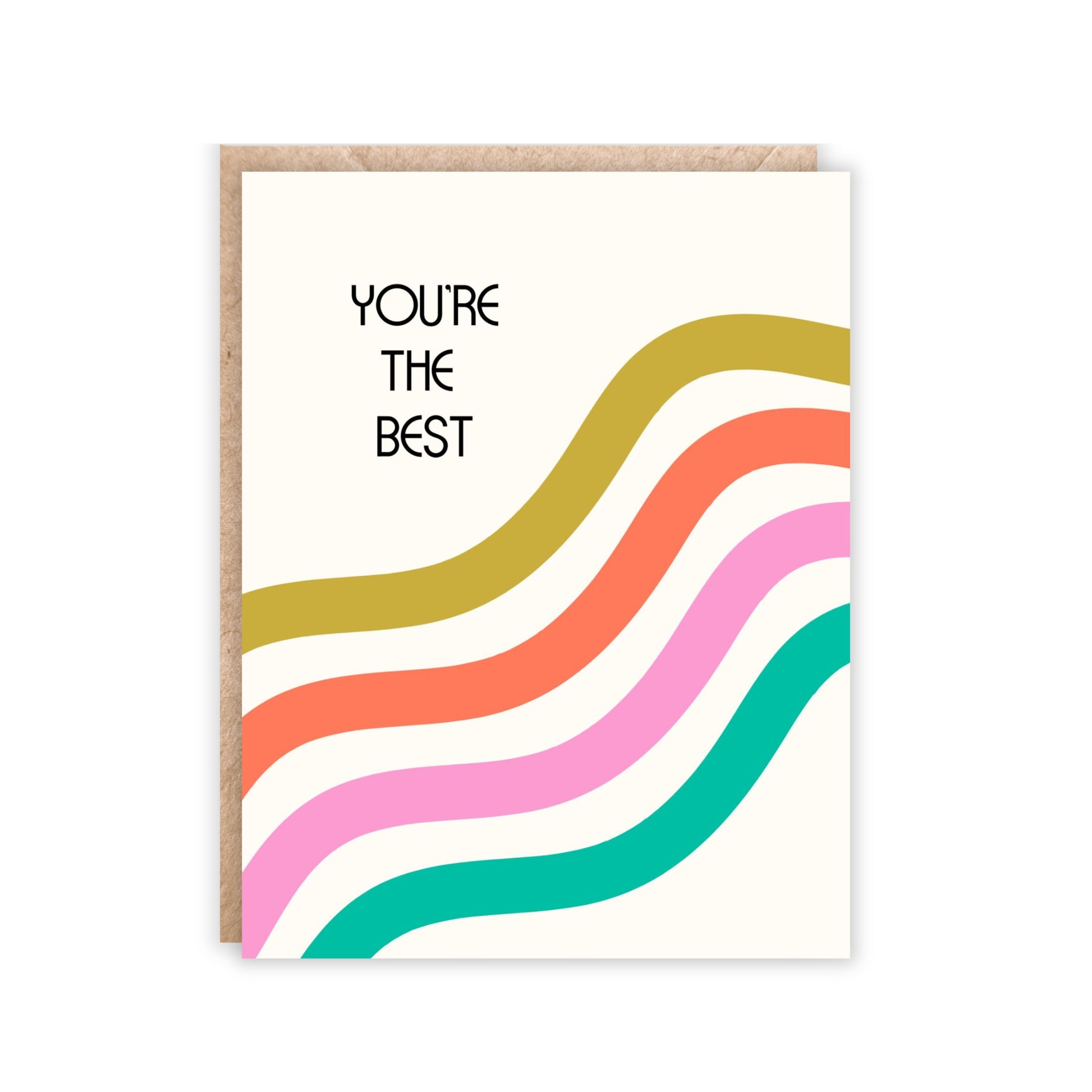 card with You're the best text with 4 squiggly lines in yellow, orange, pink and teal