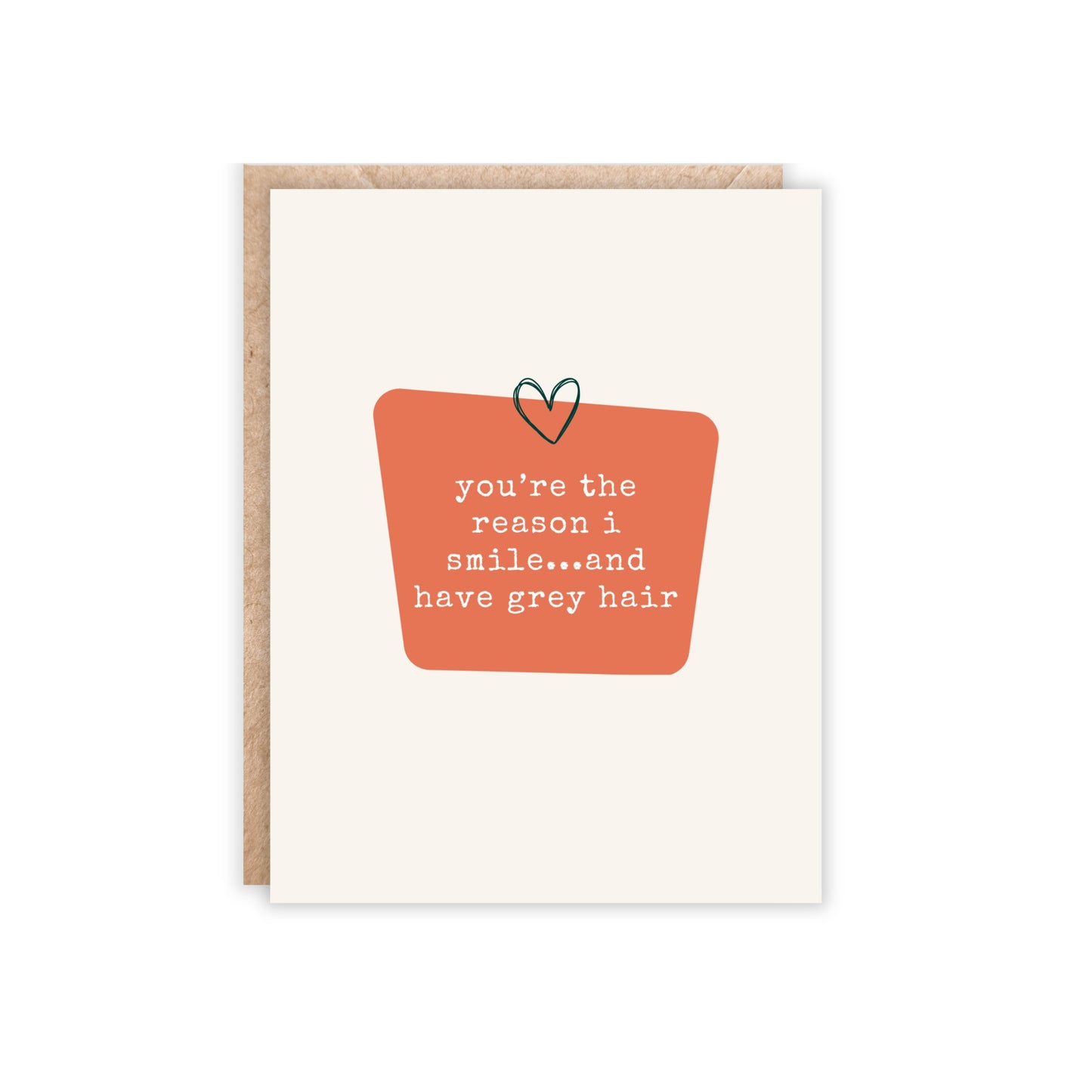 card reads You're the reason i smile...and have grey hair 