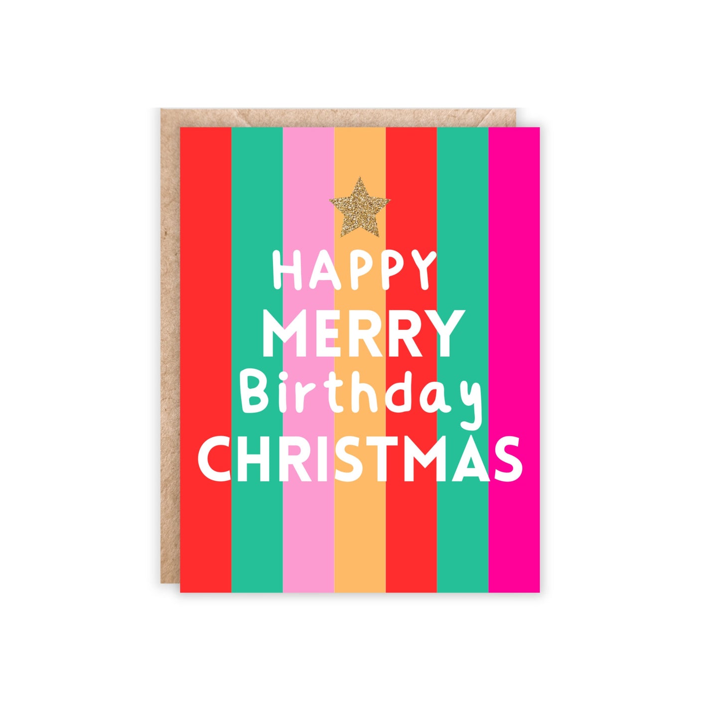 Happy Merry Birthday Christmas Card