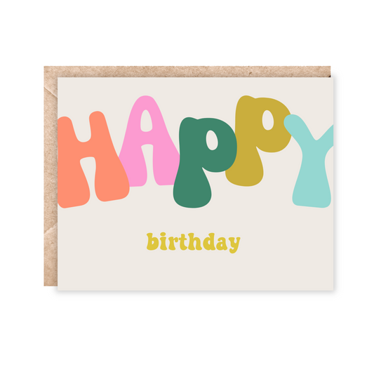 Big Bubble Letters Happy Birthday Card
