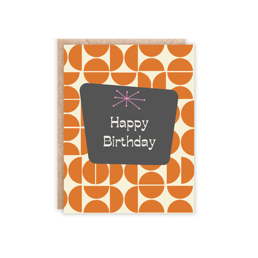 Orange Retro Happy Birthday Card