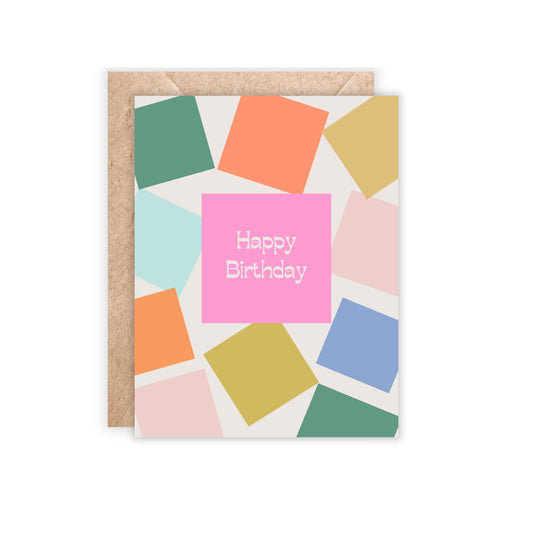 Big Block Confetti Happy Birthday Card