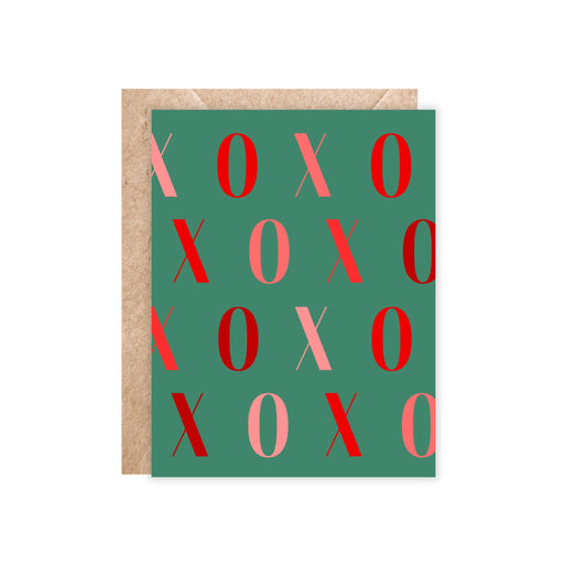 Green XOXO Valentine's Day Card
