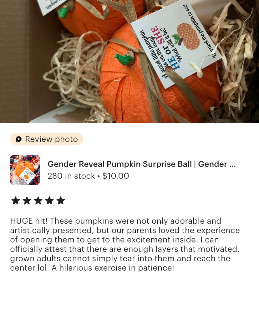 Gender Reveal Pumpkin Surprise Ball