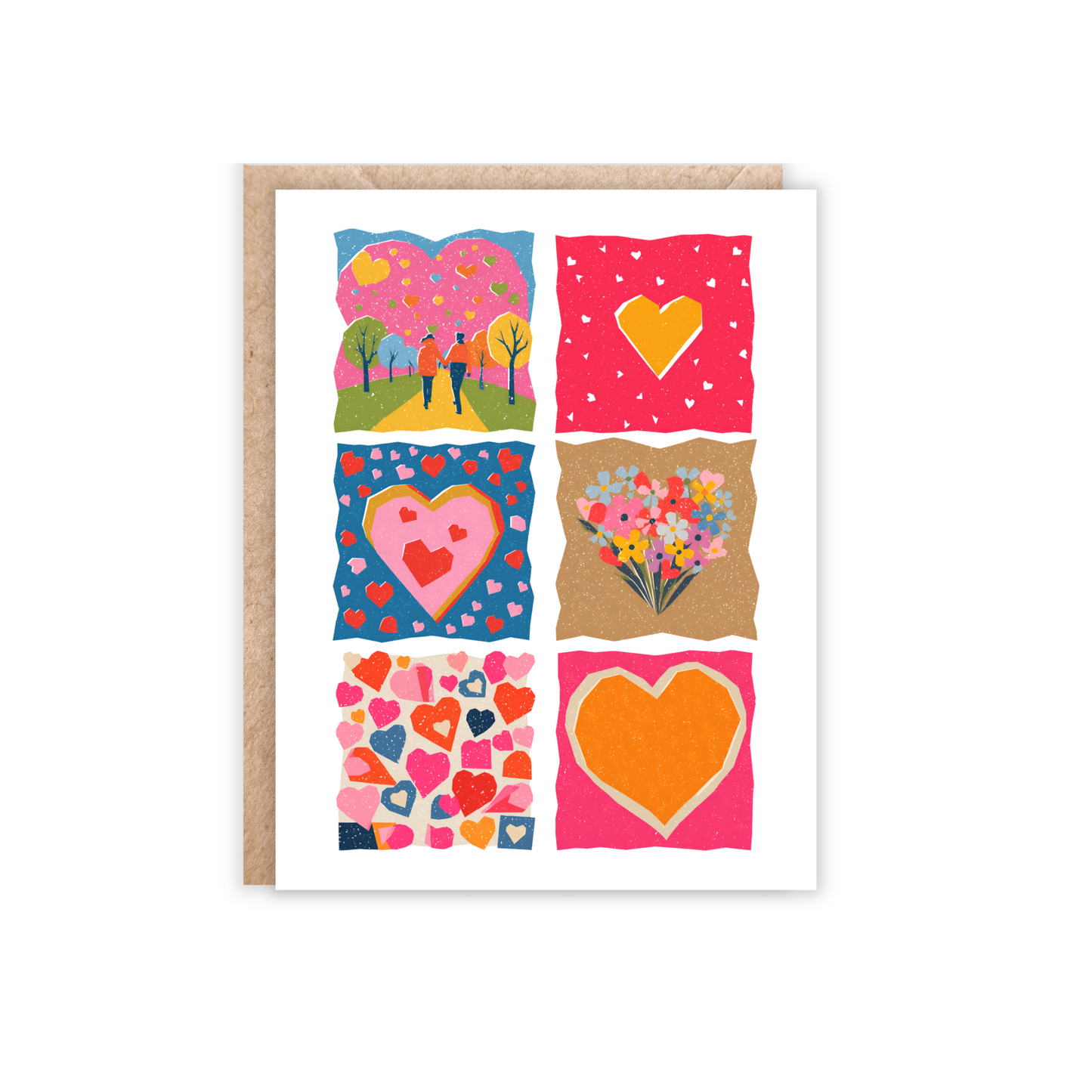 Little squares of hearts and flowers valentines day card (Copy)