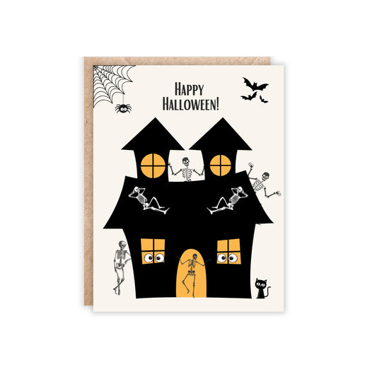 Haunted House Skeleton Greeting Card