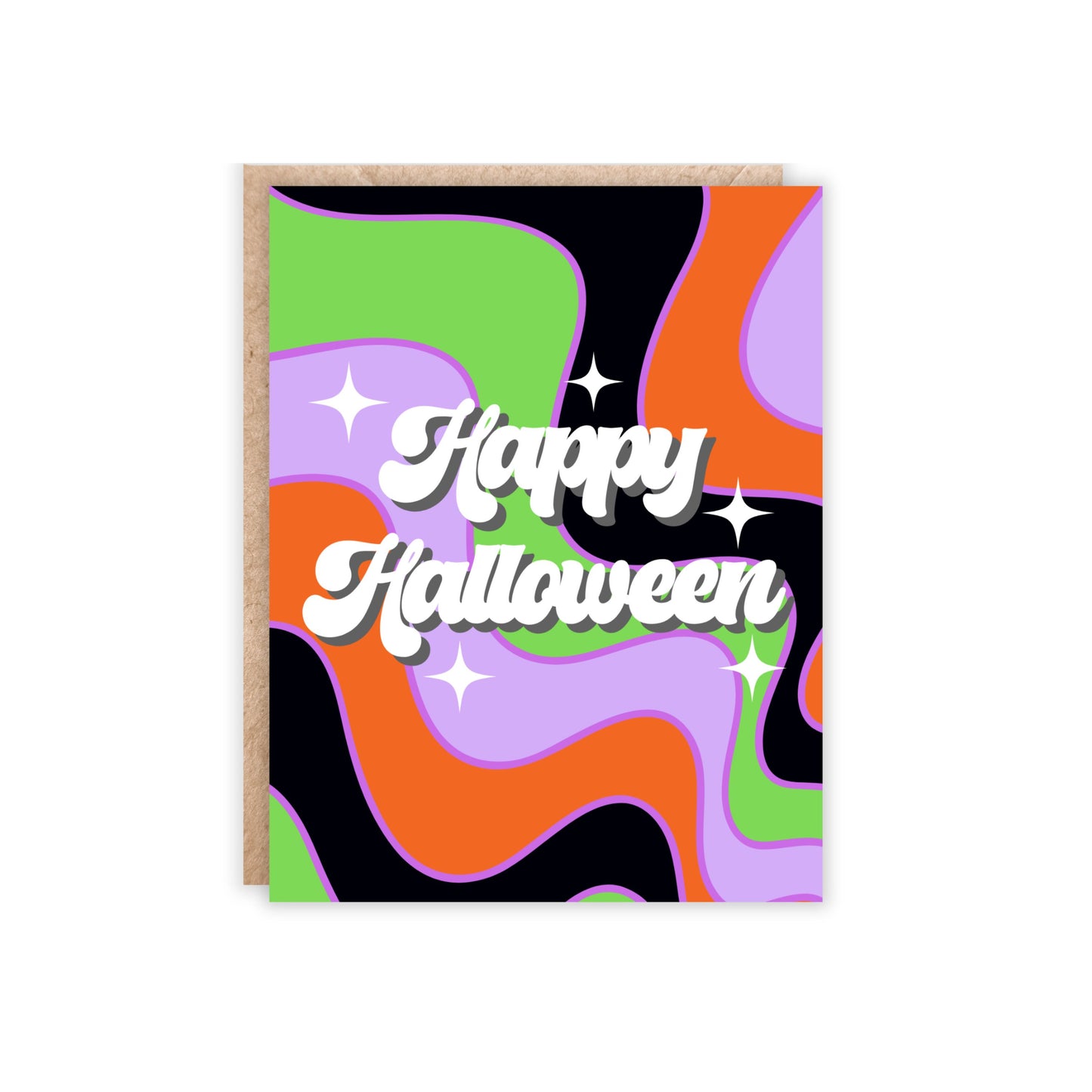 Happy Halloween Purple, Green and Orange Card