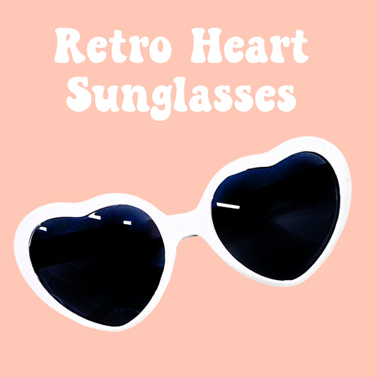 White Retro Heart Sunglasses