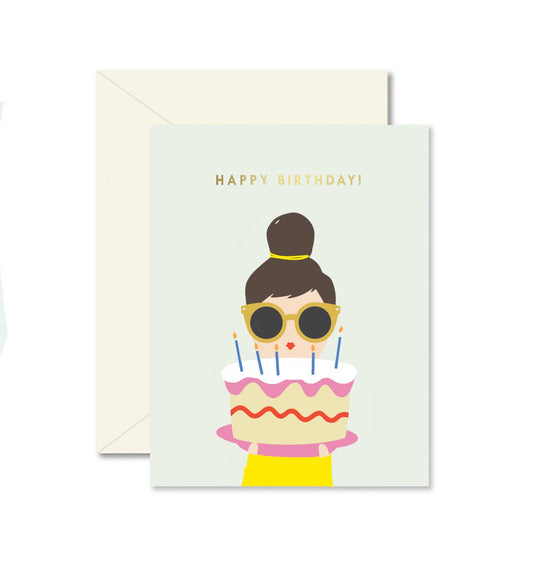 Birthday Cake Lady Greeting Card